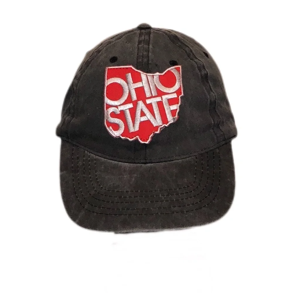 Washed Grey Baseball Hat W/ Ohio State Patch
